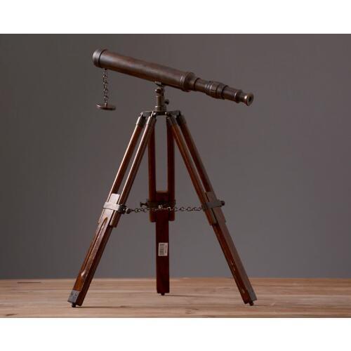 Nordic retro home furnishing decoration vintage Brass telescope model American village style old binocle luxury office ornament