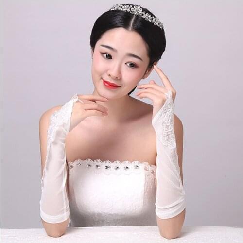 Wedding Gloves Women White Fingerless Bridal Gloves Long Lace Party gloves Wedding Accessories