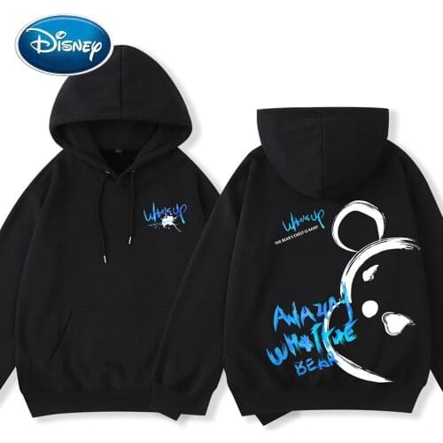 Disney Sweatshirt Front Back Winnie the Pooh Bear Graffiti Cartoon Print Unisex Women Hooded Pullover Pocket Tops Tee 5 Colors