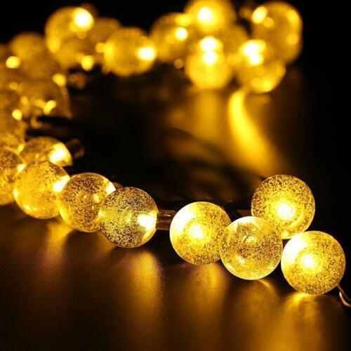 Solar Light String 30LED Outdoor Bubble Beads String String Holiday Wedding Garden Decoration Energy Saving Anti-watercolor Lamp