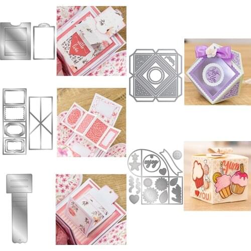 Exploding Box Twist Pop Slider Mechanism Faceted Favour Box Cutting Dies for DIY Scrapbooking Embossing Cards Crafts New 2021