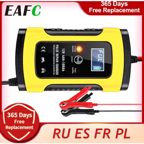 Full Automatic Car Battery Charger 110V to 220V To 12V 6A Intelligent Fast Power Charging Wet Dry Lead Acid Digital LCD Display