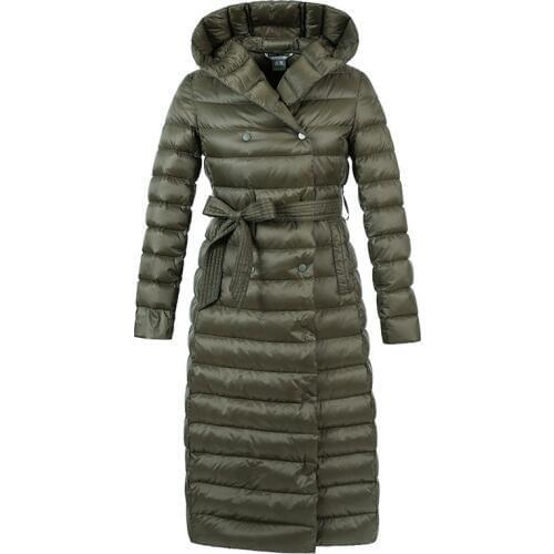 2020 Spring Autumn Women White Duck Down Jacket Long Down Parkas Hooded Ladies Ultra Light Outerwear Female Slim Thin Black Coat