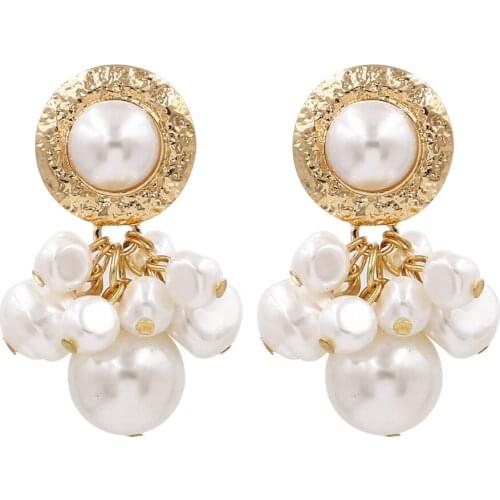 2020 Gold Pearl Earrings Brincos Geometric Stud Earring Big DIY Wedding Irregula Natural Imitation Pearl Earrings For Women