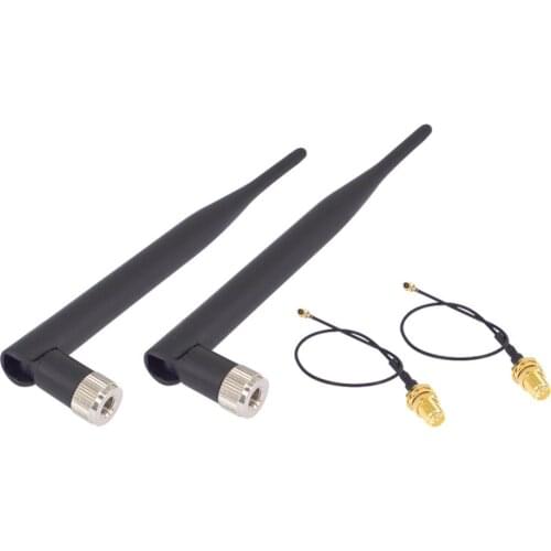 10 piece 5dBi 2.4GHz RP-SMA Male Wifi Antenna +10 piece IPX to RP-SMA Jack Male Pin Extension Cord Pigtail Cable 17cm