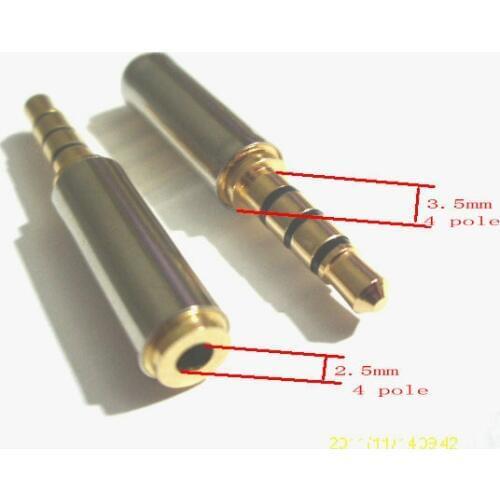 100pcs Brass 4pole 3.5mm Male to 2.5mm Female Audio Stereo Headphone Jack New