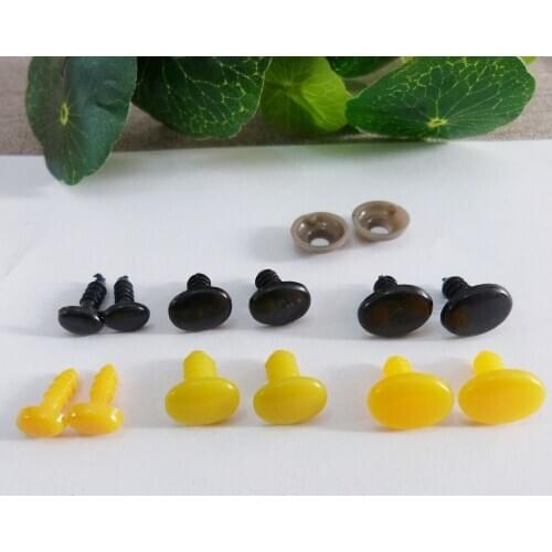 100pcs/lot 5x6/6x9/8x11/9x12/11x14/12x17/15x22mm oval flat yellow/black plastic toy nose & soft washer--size option