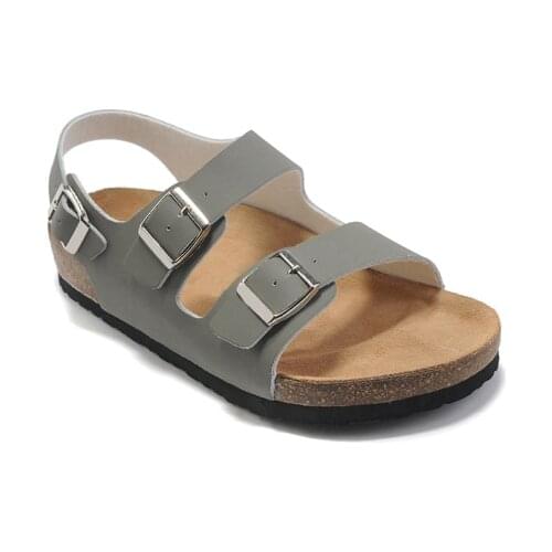 2021 new summer outdoor casual sandals with three pin buckles with heel cork rubber sole leather sandals with box