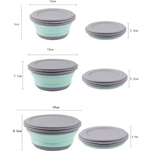 3Pcs S M L Silicone Dog Feeder Bowl With Carabiner Folding Bowls Portable Feeding Supplies Food Water Container Pet Accessories