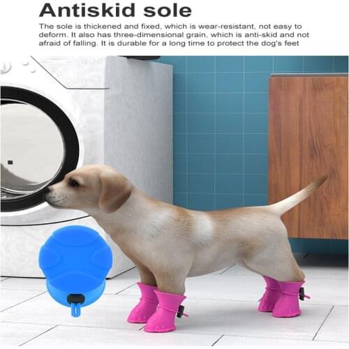 4pcs Pet Dog Rain Shoes Anti Slip Waterproof Pet Dog Cat Rain Shoes 5 Colors Cute Rubber Boots For Four Seasons Pet Products