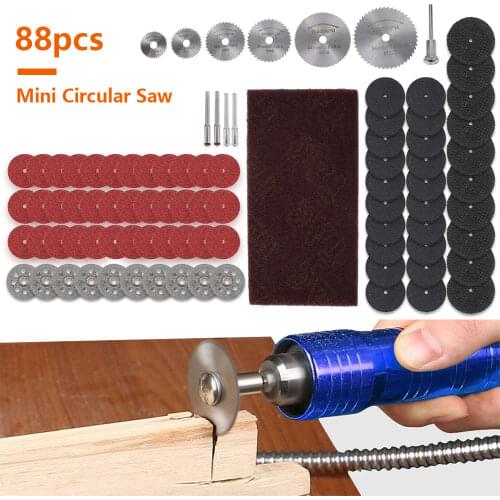 88Pcs/set Saw Blades Set for Rotary Tool HSS Circular Diamond Wood Glass Plastic Metal Cutting Wheel Drill Wheels Kit for Dremel