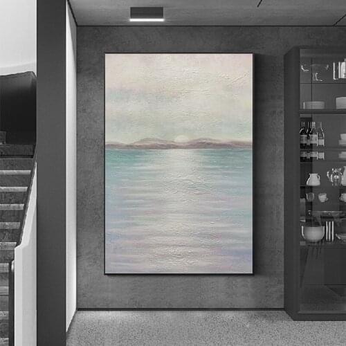 Handmade Abstract Oil Painting Sunrise On The Sea On Canvas Wall Painting For Living Room Home Decor