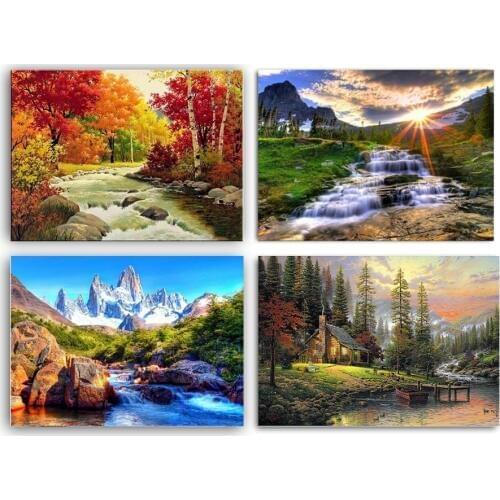 Diamont Painting 5D DIY Autumn Scenery round Diamond Mosaic Landscape Full Square Embroidery Tree Crafts Kit Decorative