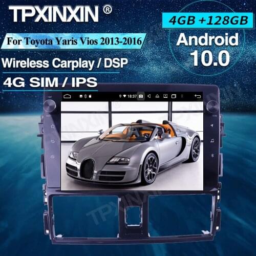 Android Car Radio 4+128G For Toyota Yaris Vios 2013+ Wireless Carplay Car Multimedia Player Headunit Audio Radio Navigtion DSP