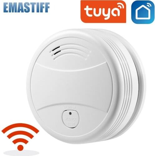 Tuya Wifi smart Smoke Detector Wireless Fire Smoke Photoelectric Alarm Sensor Home Security System for Family Office Restaurant