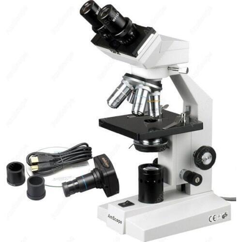 Binocular Compound Microscope--AmScope Supplies New Binocular Compound Microscope 1000X + 1.3MP Camera