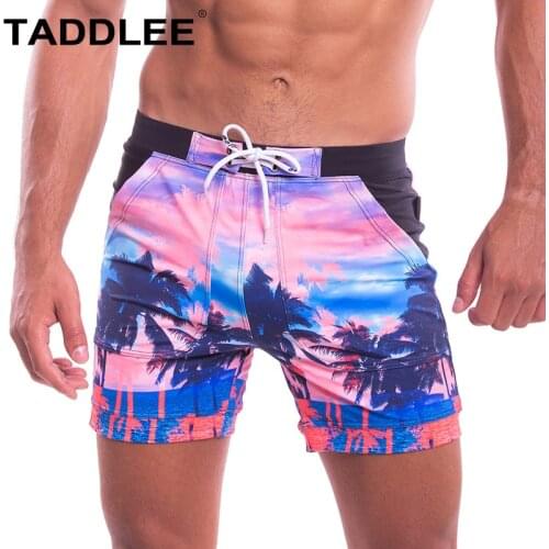 Taddlee Brand Mens Swimwear Swimsuits Sexy Swim Boxer Trunks Short Surf Board Shorts Bathing Suits Pockets Long Swim Trunks New