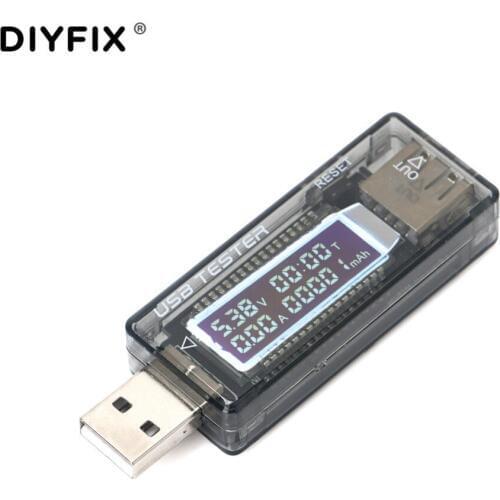 DIYFIX USB Tester DC Digital Voltmeter Amperimetro Voltage Current Meter Capacity Ammeter Detector Power Bank Charger Indicator