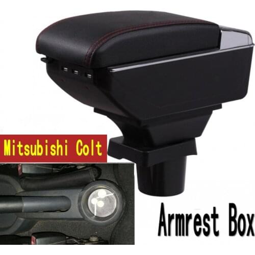 For mitsubishi colt armrest box USB Charging heighten Double layer central Store content cup holder ashtray accessories