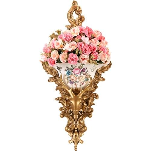 Nordic Retro Resin Wall Hanging Vase Flower Pot Luxury Large Vase Home Decoration Modern Living Room Decoration Accessories Gift