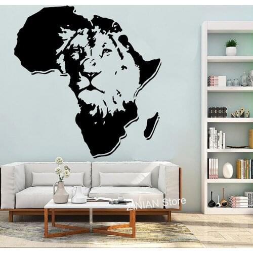 Africa Map Lion Animal Wall Decor Wild Safari Decals King Art Wall Art Stickers Home Interior Design Office Vinyl Murals A616