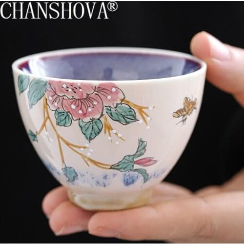 CHANSHOVA 80ml Chinese retro Kiln change texture Hand Painted Ceramic tea cup coffee cups Chinese Handmade porcelain H523