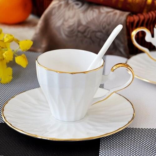 Bone China Coffee Cup European black tea cup ceramic coffee cup dish relief coffee cup creative gift