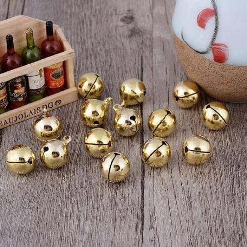 Brass Gold Round Jingle Bell Bracelet Charms Necklace Pendant Jewelry Accessories