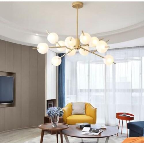 Nordic LED 12/16 Heads Chandelier magic bean glass Black Gold luxury Chandelier Hanging Lamps for living room bedroom home deco