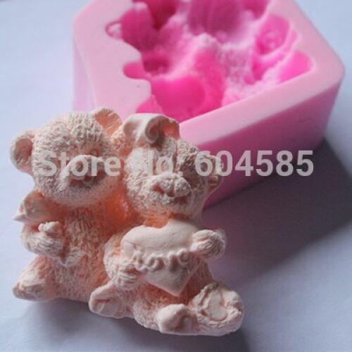 Bear friends fondant cake molds soap chocolate mould for the kitchen baking FM278