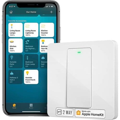 Meross Smart Schalter WLAN Wandschalter, 2 Weg benötigt Nullleiter, kompatibel mit Apple HomeKit, Alexa, und Google Home (EU)