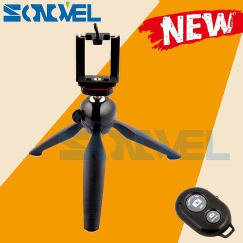 Yunteng 228 Mini Tripod Triped + Phone Holder Clip Desktop Self-Tripod + Selfie Remote Shutter for Mini Camera/Mobile phone