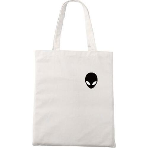Alien Fashion Shopping Bag Stylish Alien Pocket Zipper Travel Bags Unisex Cotton Canvas Bags girl gift White tote bags