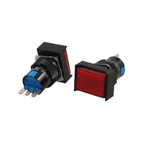 Momentary Red Rectangle Cap SPDT Push Button Switch AC 250V 5A