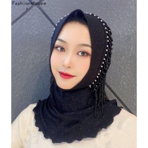 Muslim scarf Arabian women ready to wear girls hijabs with Beadad Tassel