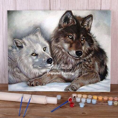 Wolf Snow Animal Painting By Numbers Kit Acrylic Paints 40*50 Boards By Numbers New Design For Handicraft