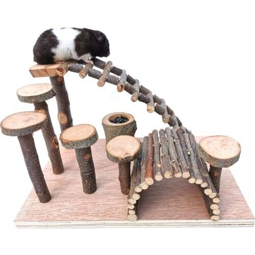 Hamster Toys Set Wooden Cage Molar Toys Climb Ladder Bridge Exercise Playing Teeth Care Toy Pet Supplies