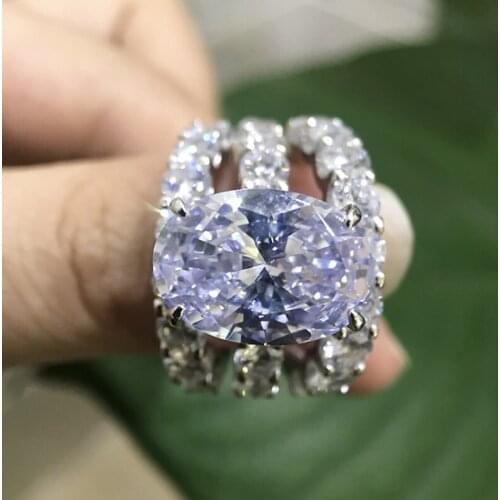Luxury 925 Sterling Silver Oval Cut Created Moissanite Diamonds Gemstone Wedding Fine Jewelry Personality Ring Set Gifts