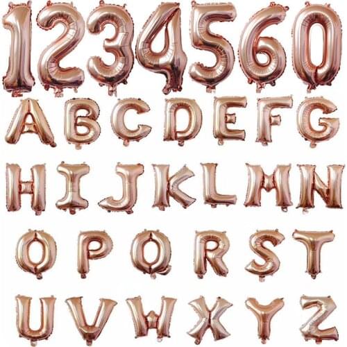 Ballon Lettre Rose Gold Letter Ballon Chiffre Happy Birthday Foil Number Balloon Aid Moubarak Anniverssaire Baby Shower Boy Girl