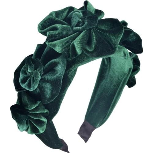 Cute Boho Big Rose Red Flower Thick Velvet Headband For Women Wide Hairbands Elegant Girl Hair Accessories Vintage Headwear Gift