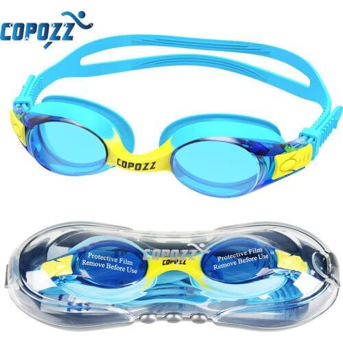 COPOZZ Swimming Goggles Kids Age 3-10 Waterproof Swimming Glasses Clear Anti-fog UV Protection Soft Silicone Frame and Strap