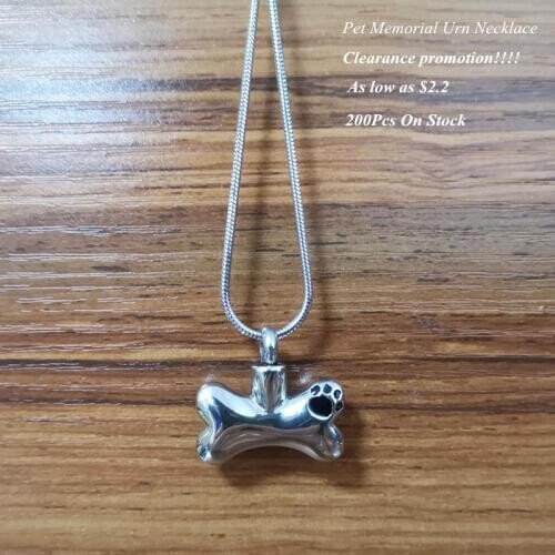 Clearance promotion Cheap Price Wholesale Pet Memorial Urn Necklace,Cute Paw Print Dog Bone Shape Cremation Pendant