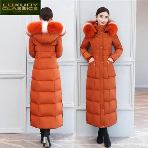 Coat Female Thick Winter Warm Brand 90% Duck Down Jacket Women Long Down Parka 2021 Korean Fox Fur Hooded Clothes 202120
