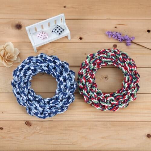 Pet cotton rope toy donut dog bite resistant teeth cleaning toy,Q129