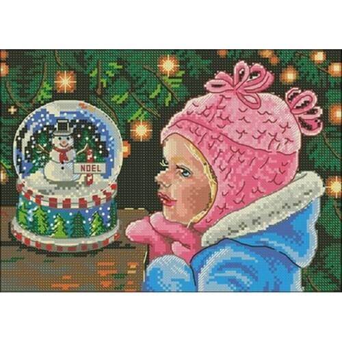 Girls Christmas wishes patterns Counted Cross Stitch 11CT 14CT 18CT DIY Cross Stitch Kit Embroidery Needlework Sets home decor