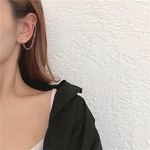 Chain earbone clip all-in-one earrings temperament super fairy earrings in 2021 new fashion earclip without earhole women