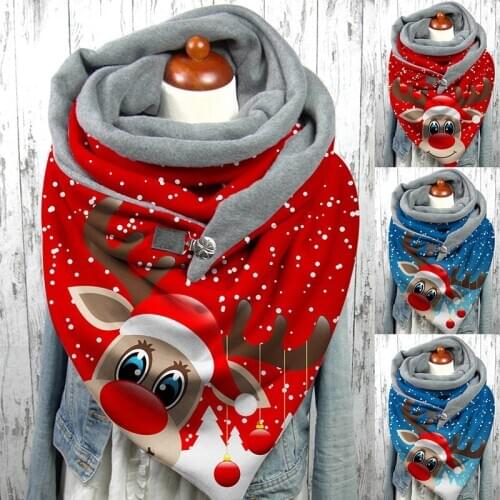 Women Scarves Christmas Winter Retro Design Scarf Wraps Women Button Soft Wrap Casual Warm Scarves Shawls B2Cshop
