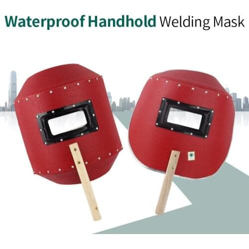 Welding Mask Handheld Red Steel Paper UV Mask With Glass Protection Semi Automatic Waterproof Convenient Security Welding Cap