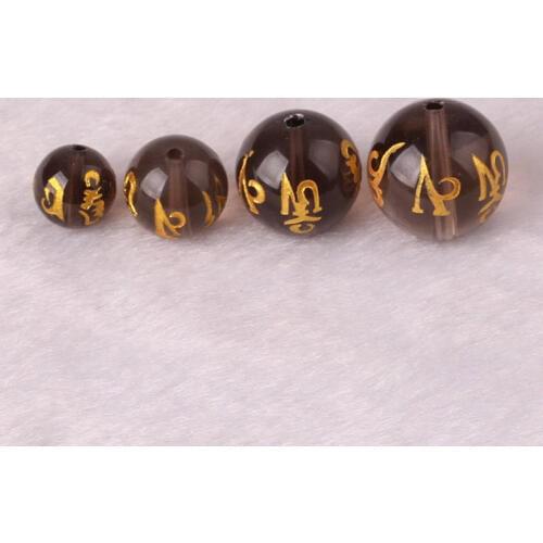 TSB0280 Tibetan Mantras Beads Tea Crystal Stamped Golden Mantras Bead 6/8/10/12mm 10beads lot OM MANI PAD ME HUM