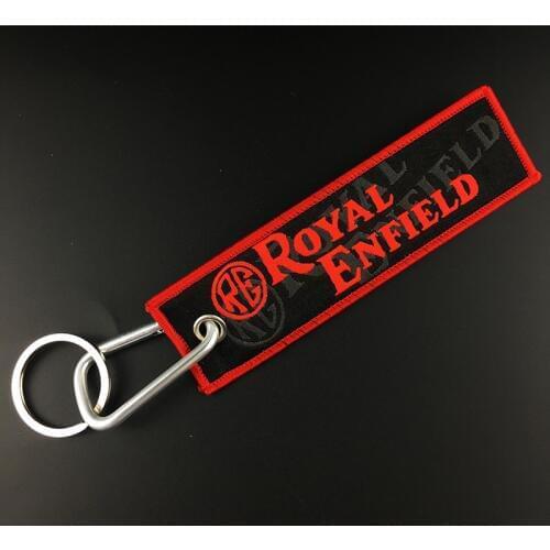 Hand-embroidered Cloth Keychain Alloy Buckle Motorcycle keychain Keyring For RE Royal Enfield/Akrapovic/Metal Mulisha Moto Fans